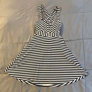Black and white striped dress